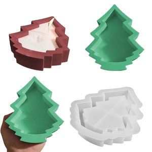 Christmas Tree Silicone Mold DIY Candle Plaster Resin Storage Tray Tiered Design Holiday Decoration Home Ornament