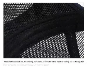 Detailed close-up of the wide moisture-wicking sweatband inside this mesh baseball cap