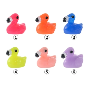 Set of six colorful resin flamingo figurines for DIY bonsai and miniature landscapes