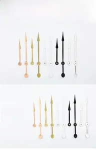 Detailed view of metal DIY clock hands set model 965 in multiple colors and finishes