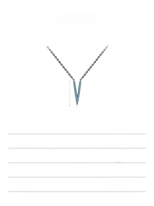 Detailed specs for 925 sterling silver V-shape necklace with blue stones and dimensions