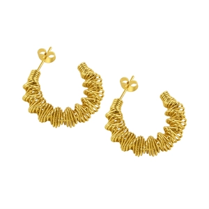 Boucles d'oreilles créoles C plaqué or 18K en acier inoxydable au design torsadé