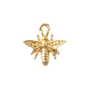 3D gold bee pendant with hollow wings and top ring for DIY jewelry making
