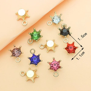 Colorful mini crown charms with rhinestones for DIY jewelry making 1.5cm by 1.1cm size