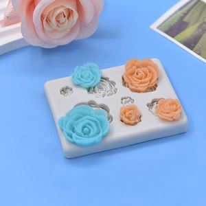 Multi-cavity rose flower silicone mold for DIY cake baking and fondant craft making
