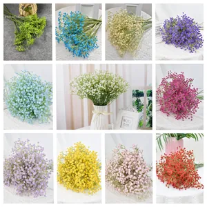 Detailed grid showing 11 vibrant colors of faux baby's breath for home floral decor