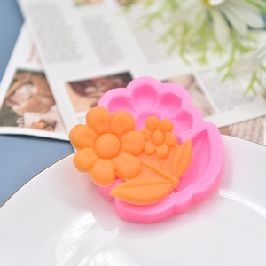 Flower silicone mold for fondant and chocolate with 3D petal and leaf textures