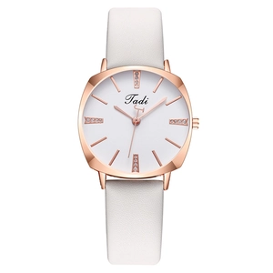 Fashion Ladies Quartz Wristwatch Elegant Square Metal Case Faux Leather Strap Rhinestone Accent Analog Watch For Women