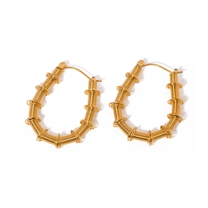 Orecchini a U in acciaio inossidabile placcato oro 18K con design a molla unico