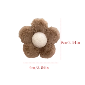 Cute plush daisy hair claw clip for women, brown fuzzy flower hair accessory 9cm
