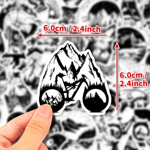 50pcs black and white gothic punk stickers for waterproof luggage and bike decor