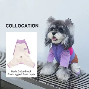 Contrast color dog vest and bodysuit set for small dogs like Teddy and Bichon