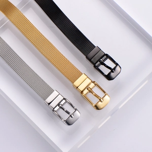 Three-color 10mm woven mesh stainless steel bracelets with adjustable buckle finish