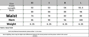 Size chart for halter slim vest top showing measurements in cm for XS to L sizes