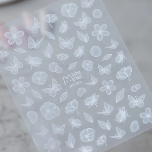 Adesivi per unghie con farfalle e fiori bianchi stile giapponese con supporto adesivo sottile