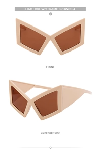 Front and 45-degree angle view of oversized geometric light brown sunglasses