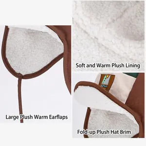 Winter thermal trapper hat with fleece lining and mountain patch for kids outdoor use