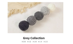 Close-up of 5cm grey gradient wool yarn balls for Christmas tree hanging decorations