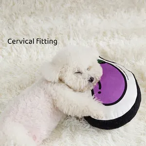 Cuscino ergonomico in peluche a forma di melanzana per cani e gatti, supporto per il collo