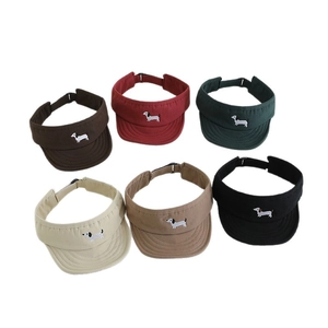 Kids quick-dry sun visor hats with dachshund embroidery in six assorted colors