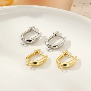 U-Shaped Earring Hooks Clasps Copper 18K Gold Plated DIY Jewelry Making Findings Minimalist High Polished Texture