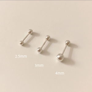 Minimalist S925 sterling silver ball stud earrings in 2.5mm, 3mm and 4mm sizes