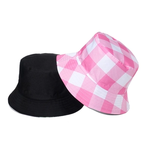 Classic checkered and solid black cotton fisherman hats for sun protection in summer