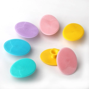 Multi-color silicone baby hair wash brush and scalp massager with soft suction handle