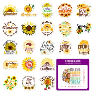 Pack of 50 sunflower stickers with inspirational quotes for phone and laptop decoration