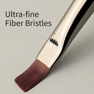 Professional angled nail art brush with premium synthetic bristles and metal handle