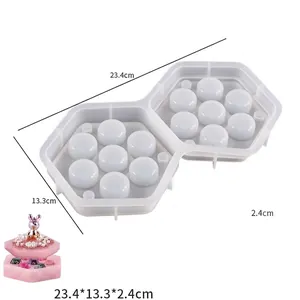 Macro view of double hexagonal silicone mold for epoxy resin jewelry storage box with dimensions