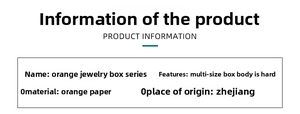Detailed size and material specification chart for orange jewelry paper storage boxes
