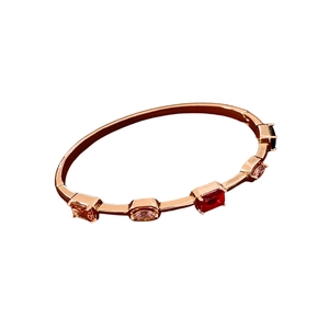 18K gold plated square buckle bangle with vintage colorful irregular gemstones