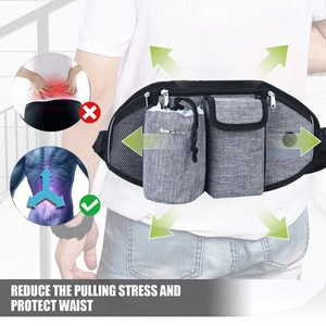 Detail showing the ergonomic lumbar support and breathable padding of the dog walking waist bag