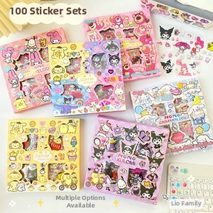 Close-up of colorful cartoon sticky note boxes with diverse character patterns