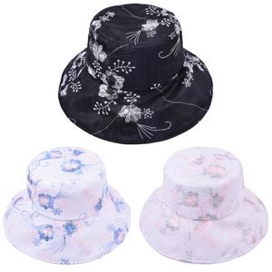 Eleganti cappelli da pescatore in pizzo ricamato a fiori da donna, protezione solare