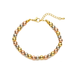 Elegant adjustable bracelet with gold, silver, and rose gold beads for women