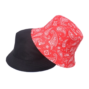 Cappelli alla pescatore paisley neri e rossi, berretti da sole stile vintage unisex