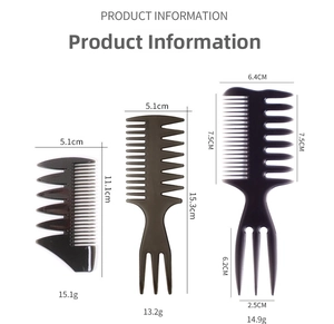 Detailed size chart for vintage pompadour combs in large, medium, and small hair styling sizes