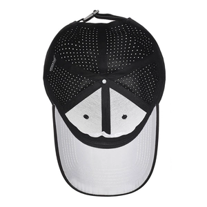 Inside view of lightweight breathable mesh baseball cap with adjustable strap and black visor