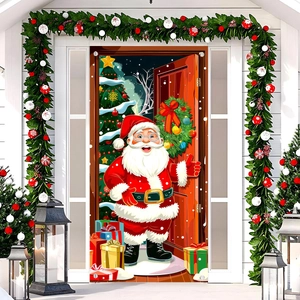 Festive Santa Claus door banner for outdoor Christmas party and garden decoration