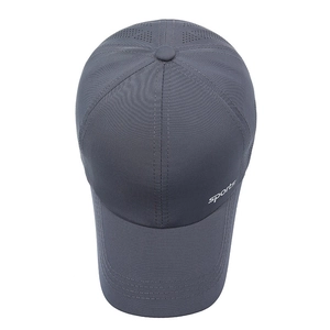 Deep grey breathable baseball cap with laser-cut ventilation holes and sports print