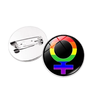 Broche en métal dôme de verre avec symbole Vénus arc-en-ciel et fermoir à épingle LGBTQ+