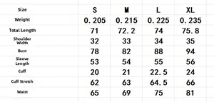 Size chart for slim fit lace bodysuit with chest, length, and sleeve measurements