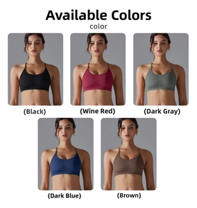 Cross back sports bra options in high-elastic ribbed fabric for yoga and running