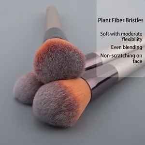 Champagne gold makeup brush set with gradient plant-based fiber bristles for even blending