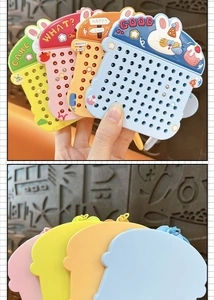 Detailed front and back views of colorful rabbit magnetic bead drawing board keychains