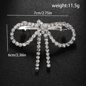 Elegant silver butterfly tassel hair clip with rhinestones and 11.5g weight detail