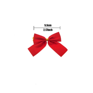 Detailed size view of a 5.5cm red ribbon bow for Christmas tree decoration and crafts