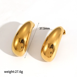 Irregular twisted gold stainless steel earrings with 37.5mm length and 27.6g weight